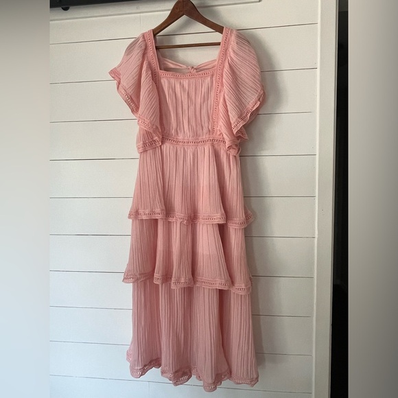 Women’s Blush Pink Ruffled Tiered Dress, Shower, Wedding, Large - Picture 2 of 5